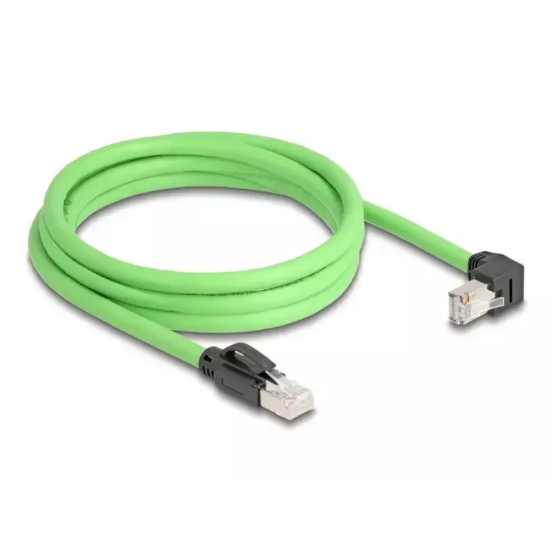 Network Cable DeLOCK RJ45 Cat.6A plug to plug downwards angled 2m green
