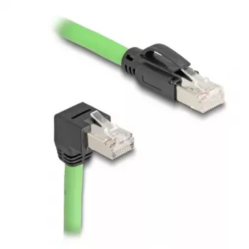 Network Cable DeLOCK RJ45 Cat.6A plug to plug downwards angled 2m green
