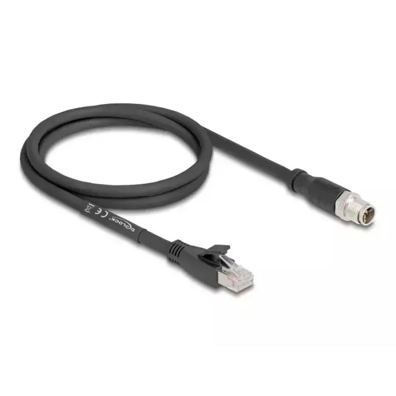 Networking Cable DeLOCK 80577 M12 to RJ-45 Cat5e 1m Black