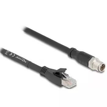 Networking Cable DeLOCK 80577 M12 to RJ-45 Cat5e 1m Black