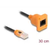 Network cable DELOCK 90803 Cat5e U/UTP RJ-45 to RJ-45 Black/Orange 0.3 m