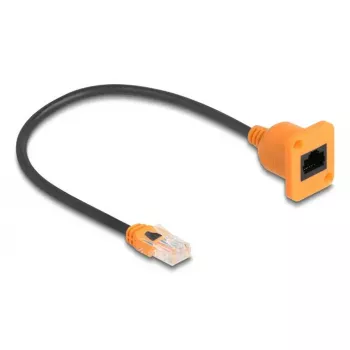 Network cable DELOCK 90803 Cat5e U/UTP RJ-45 to RJ-45 Black/Orange 0.3 m