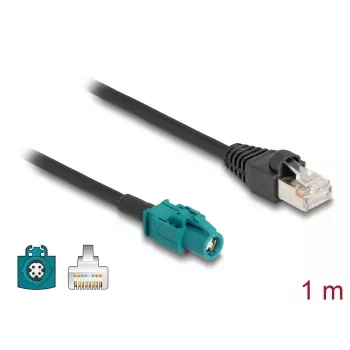 Coaxial cable DELOCK 90697 — 1 m, HSD Z to RJ-45, Black/Blue
