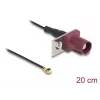 Coaxial cable DELOCK 90730 — FAKRA D to I-PEX MHF1, 0.2 m, Ø1.13 mm, black/bordeaux
