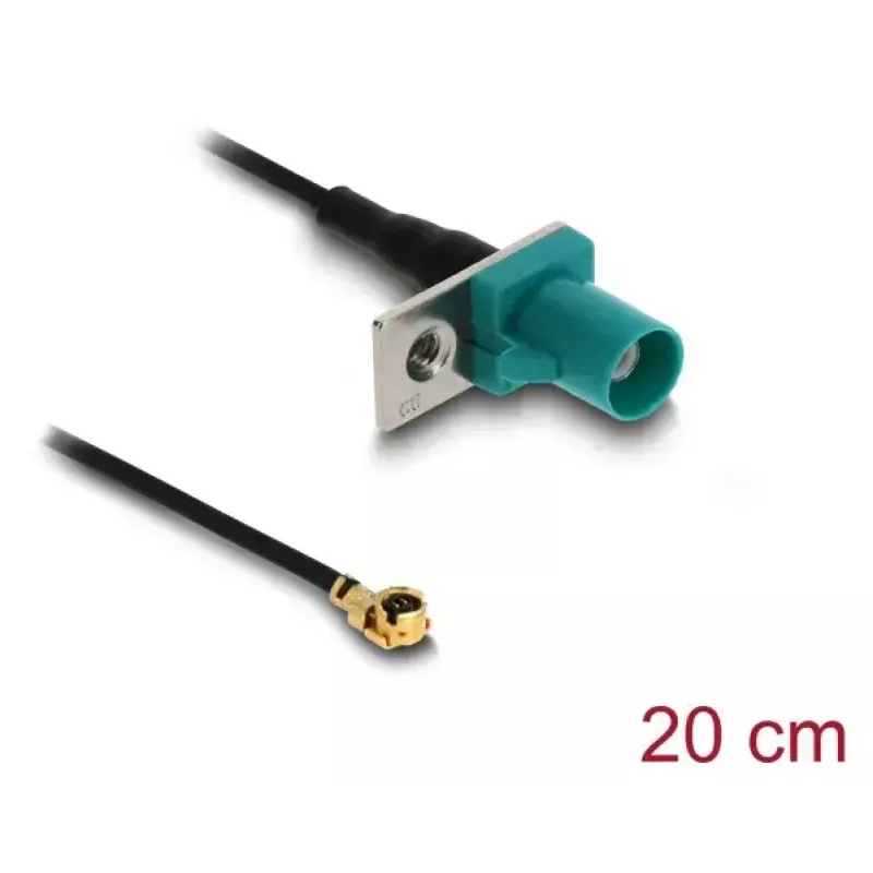 Coaxial cable DELOCK 90734, FAKRA Z to I-PEX MHF1, 0.2 m, 1.13 mm, black/blue