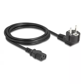 PC power cord DELOCK 81326 — earthed CEE 7/7 (90°) to IEC C13, 2 m, 3×0.75 mm², black