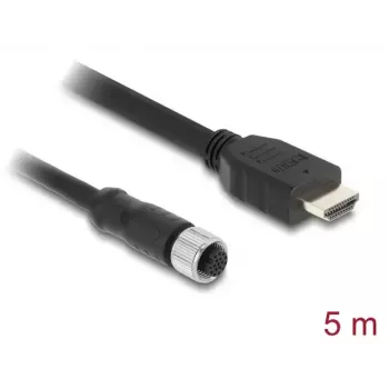 Cable DELOCK M12 A-coded 17-pin female to HDMI male 5 m black