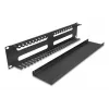 Cable management routing panel 19 inch 2U DELOCK metal black with 4 openings