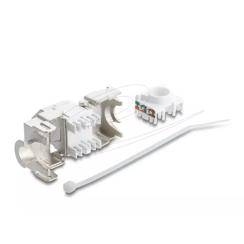 Keystone module DELOCK 90938 — RJ-45 Cat.6A shielded flat keystone, white