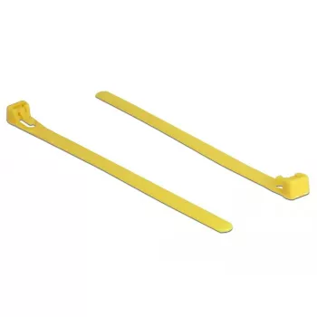 Releasable cable tie DELOCK 18760 — Nylon, 150×7.5 mm, Yellow, 100 pcs