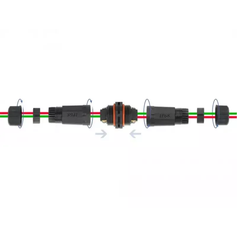 Electric wire connector DELOCK 86912, straight, 85–260 V, black, 25 × 114 mm, 1 pc