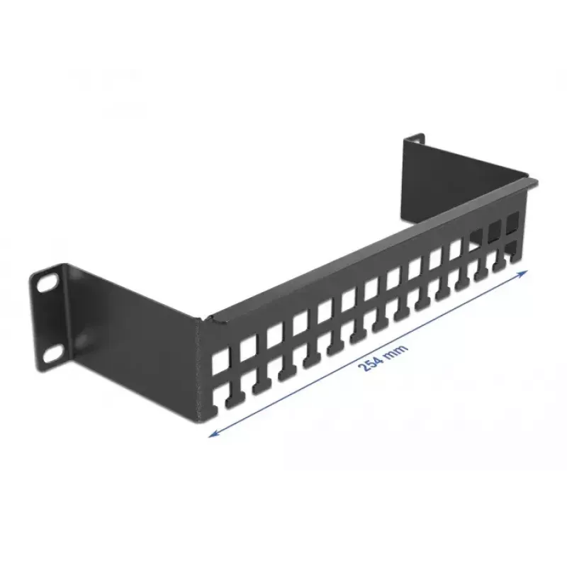 Cable management panel DeLOCK 10 inch Cable support rail bracket shape 1U black