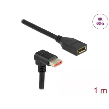 DisplayPort extension cable DeLOCK 90° downwards angled 8K 1m