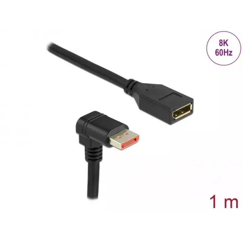 DisplayPort extension cable DeLOCK 90° downwards angled 8K 1m