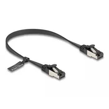 Network Cable DeLOCK RJ45 Flat Patch Cable plug to plug Cat.8.1 0.25 m black