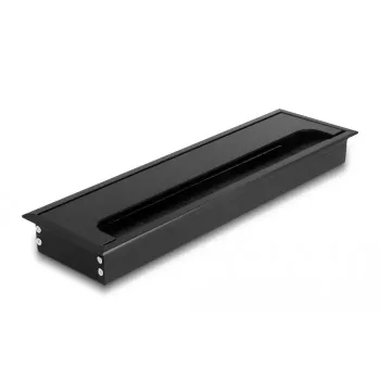 Cable grommet DELOCK 66857 for desk, black, 80×280×28 mm, 1 pc