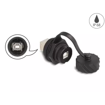 DeLOCK USB 2.0 Type-B Female to Female Connector IP68 Waterproof Black