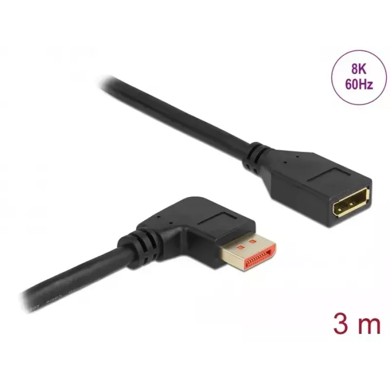 DisplayPort extension cable DeLOCK 87079 3m 8K 60Hz right angled