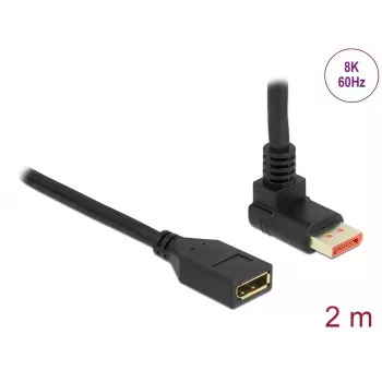 DisplayPort extension cable DeLOCK 90° upwards angled 8K 60 Hz 2 m