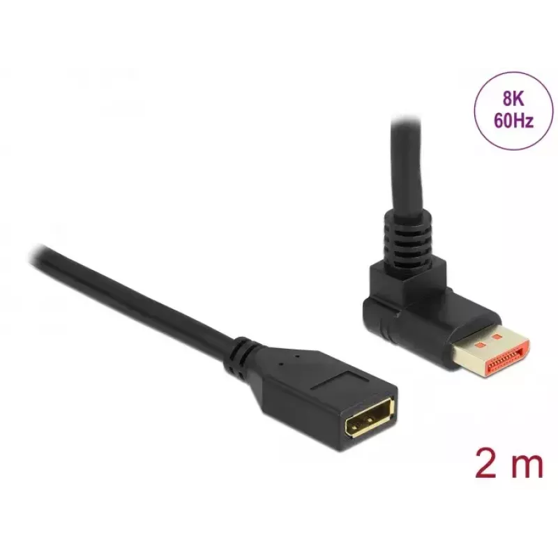 DisplayPort extension cable DeLOCK 90° upwards angled 8K 60 Hz 2 m