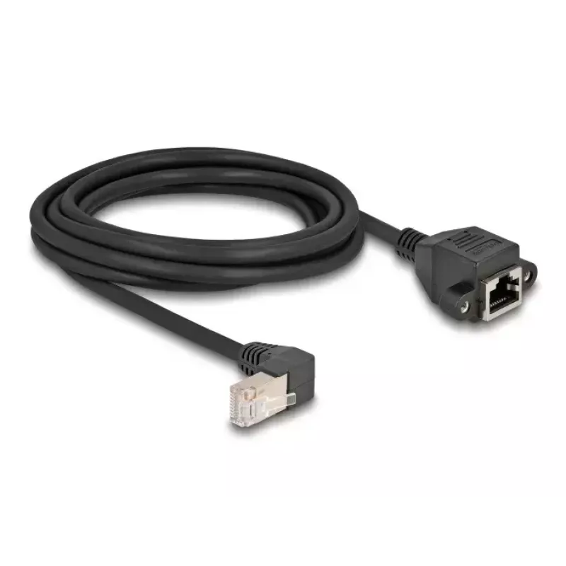 DeLOCK Network Extension Cable S/FTP RJ45 90° angled to RJ45 Cat.6A 3m black