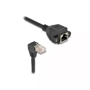 DeLOCK Network Extension Cable S/FTP RJ45 90° angled to RJ45 Cat.6A 3m black