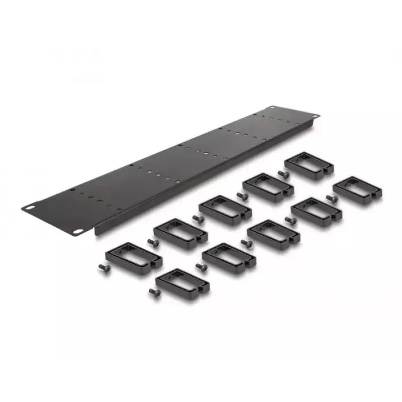 Cable management panel DeLOCK 19 inch 66917 2U black with 10 hooks