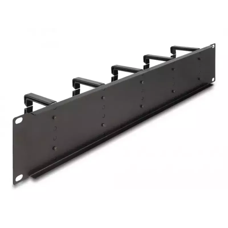 Cable management panel DeLOCK 19 inch 66917 2U black with 10 hooks