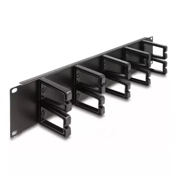 Cable management panel DeLOCK 19 inch 66917 2U black with 10 hooks