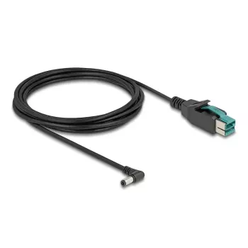 DeLOCK PoweredUSB cable male 12 V to DC 5.5 x 2.5 mm male angled 3 m