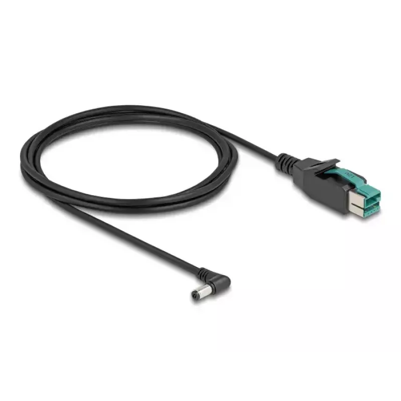 DeLOCK PoweredUSB cable male 12 V to DC 5.5 x 2.1 mm male angled 2 m