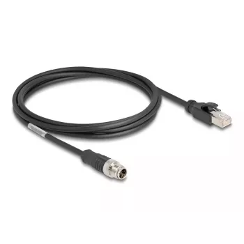 Network Cable DeLOCK M12 Cable X-coded 8 pin male to RJ45 male Cat5e 2 m Black