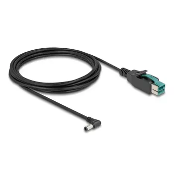 DeLOCK PoweredUSB cable male 12 V to DC 5.5 x 2.1 mm male angled 3 m