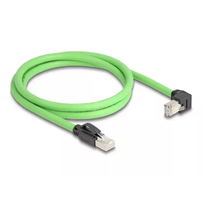 Network Cable DeLOCK RJ45 Cat.6A Plug to Plug Downwards Angled 1m Green
