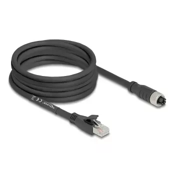 Networking cable DeLOCK 80594 M12 to RJ-45 Cat5e 5m Black