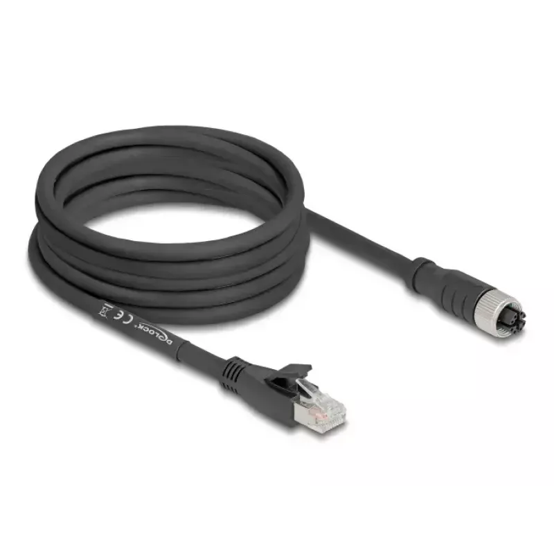 Networking cable DeLOCK 80594 M12 to RJ-45 Cat5e 5m Black
