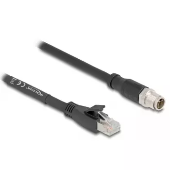 Networking cable DeLOCK 80586 M12 to RJ-45 Cat5e 10 m Black