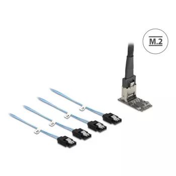 DELOCK internal M.2 to Mini-SAS adapter card 64260, M.2 host, Mini-SAS output, JMicron JMB585, black, LED