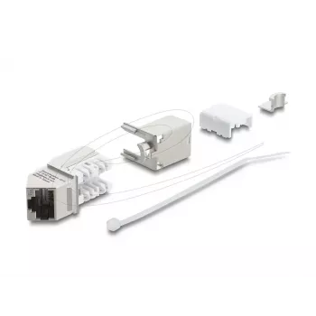 Keystone module DELOCK 90937 – RJ-45 Cat.6A shielded angled 90°, flat construction, white
