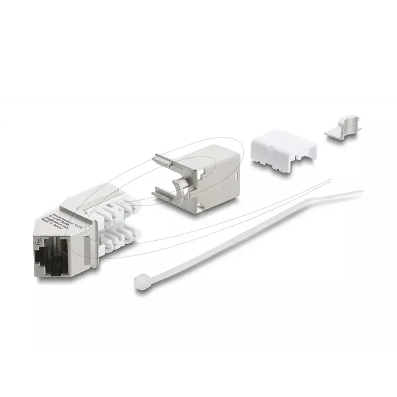 Keystone module DELOCK 90937 – RJ-45 Cat.6A shielded angled 90°, flat construction, white