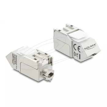Keystone module DELOCK 90937 – RJ-45 Cat.6A shielded angled 90°, flat construction, white