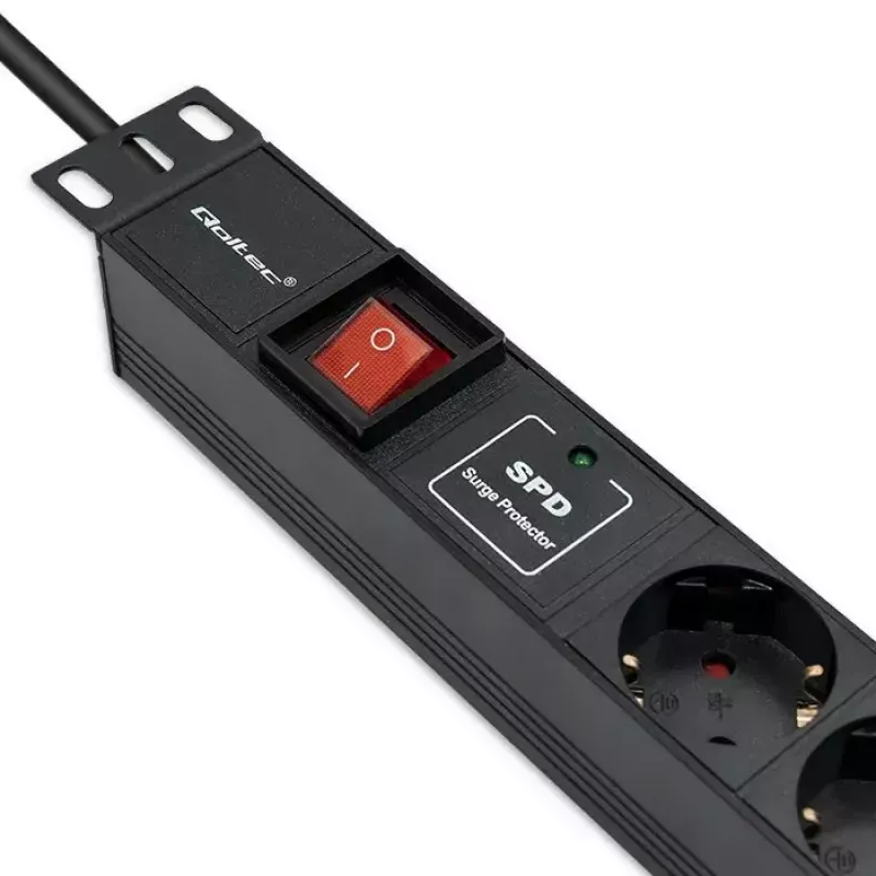 Power strip for RACK 19 1U QOLTEC PDU 16A 6xSCHUKO 1.8m