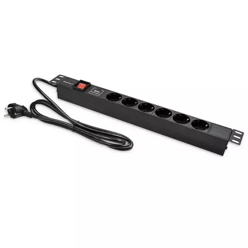 Power strip for RACK 19 1U QOLTEC PDU 16A 6xSCHUKO 1.8m