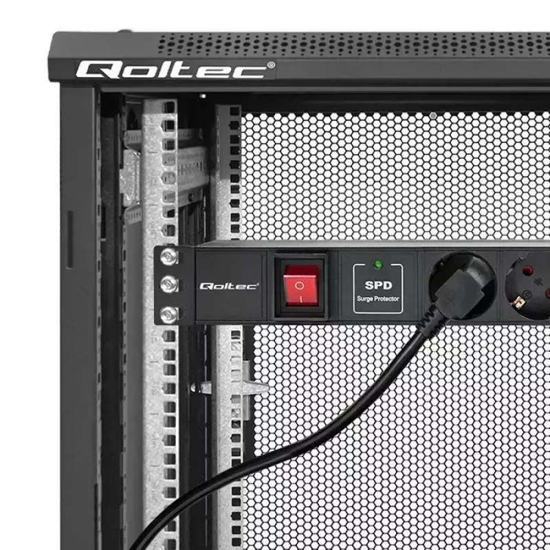 Power strip for RACK 19 1U QOLTEC PDU 16A 6xSCHUKO 1.8m