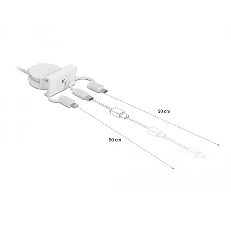 Cable DeLOCK Easy 45 Module USB 2.0 3 in 1 Retractable 0.5m