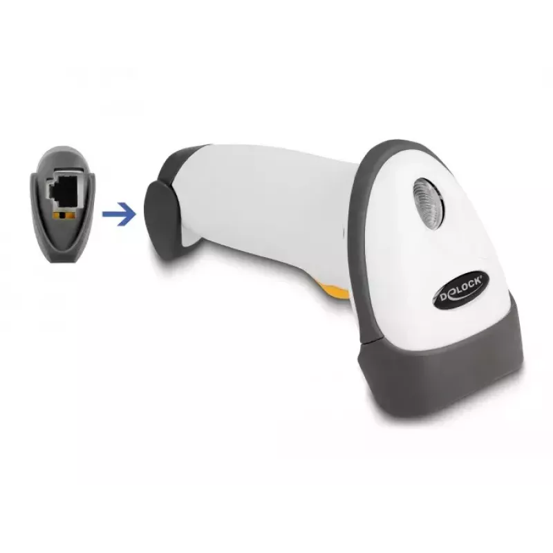 DeLOCK USB Barcode Scanner 1D Laser Light Grey Handheld Wired RJ-50