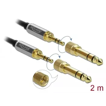Audio Cable 3.5mm DeLOCK 85786 2m Black Grey