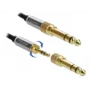 Audio cable DELOCK 85836 — 1 m, 3.5 mm male-to-male, gold-plated contacts, AWG 28, black