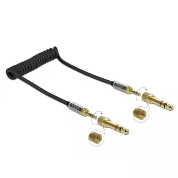 Audio cable DELOCK 85836 — 1 m, 3.5 mm male-to-male, gold-plated contacts, AWG 28, black