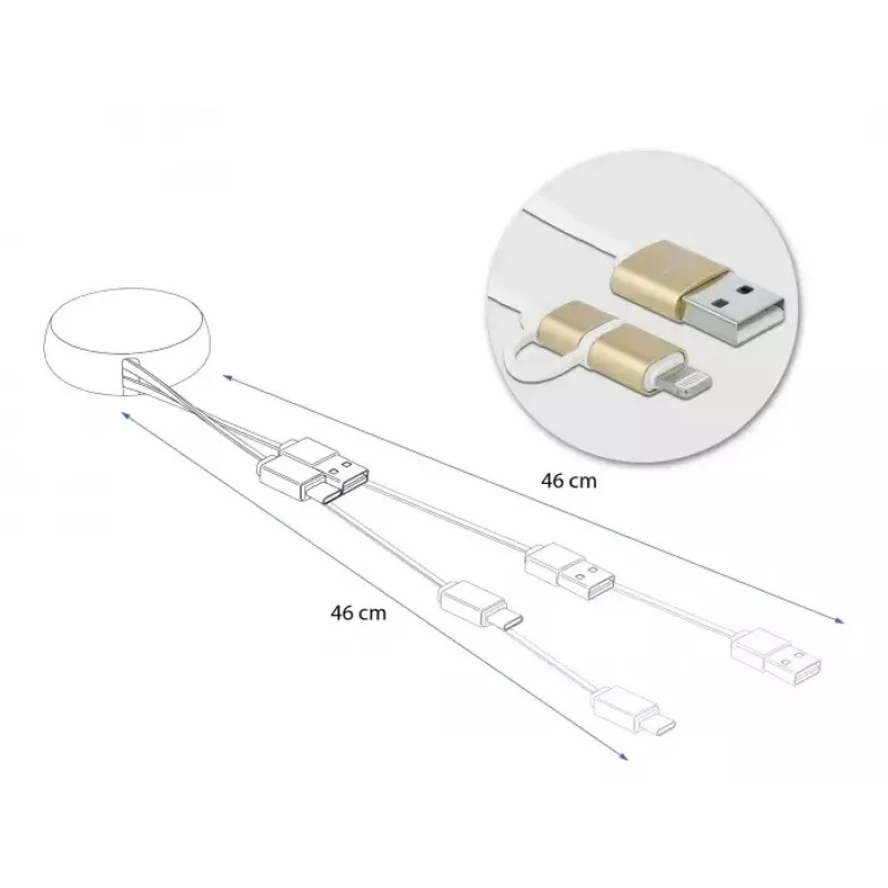Retractable Cable DeLOCK 85820 USB 2.0 Type-A to Micro-B Lightning